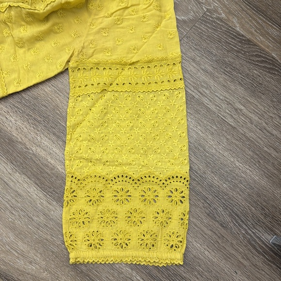 Ulla Johnson yellow multi eyelet peasant top - Picture 4 of 5